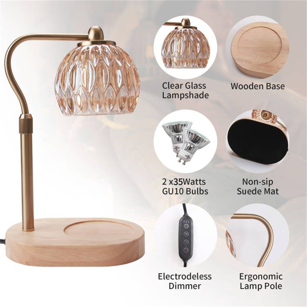 Retro Candle Warmer Table Lamp, Aromatherapy Lamp with Dimmer, Timer, Adjustable Height for Scented Candle Decor