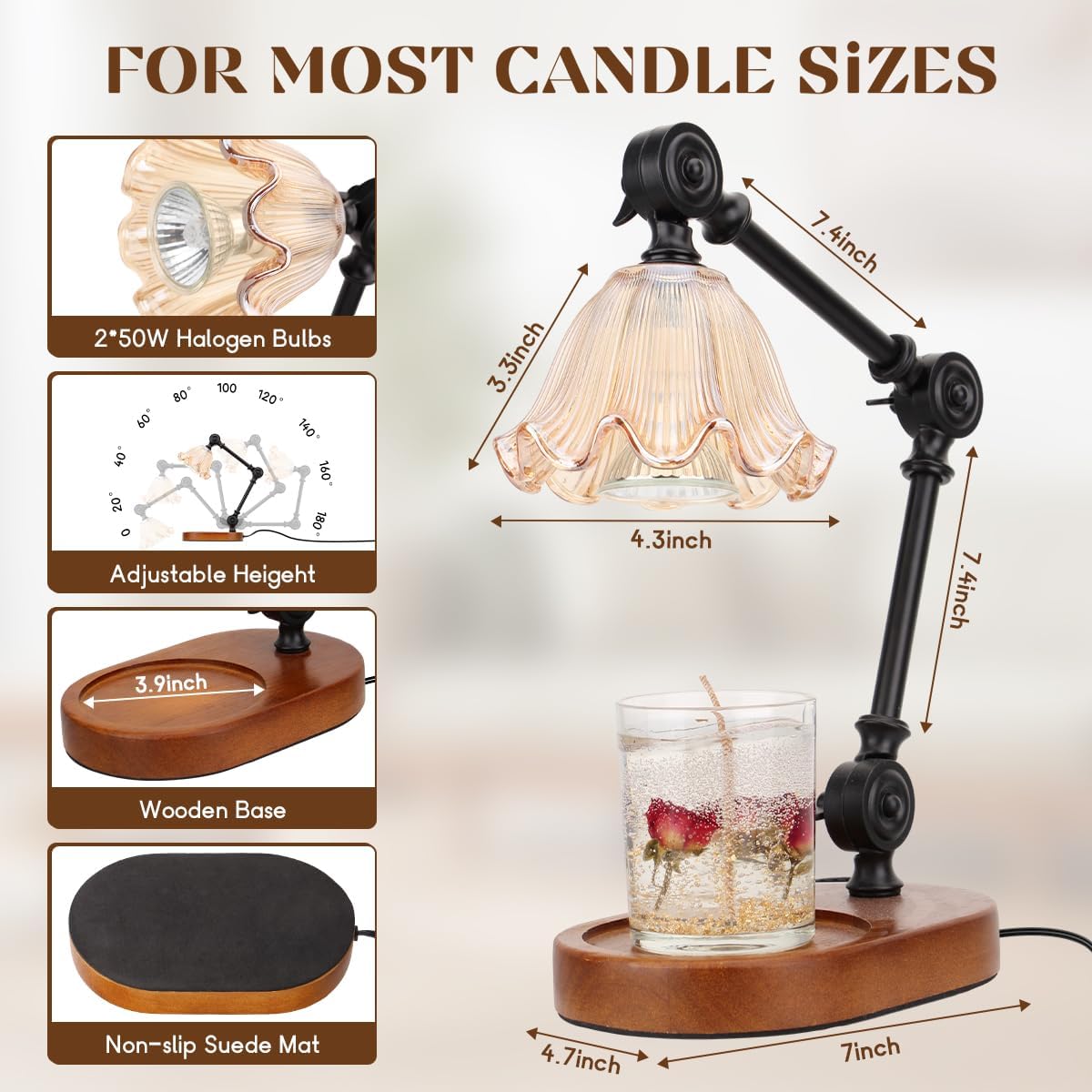 Adjustable Candle Warmer Lamp, Dimmable Timer, Wax Melts Warmer for Jar Candles, Home Decor, Birthday Gift Idea