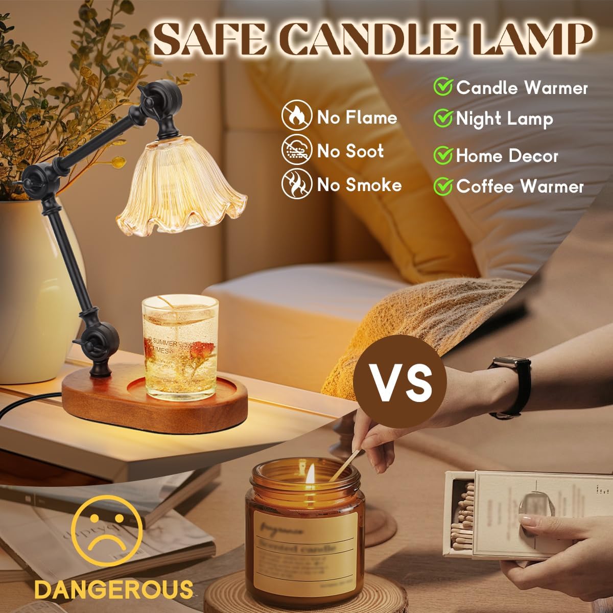 Adjustable Candle Warmer Lamp, Dimmable Timer, Wax Melts Warmer for Jar Candles, Home Decor, Birthday Gift Idea