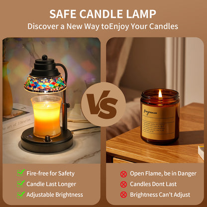Diamond Lampshape Wax Melting Lamp, Colorful Candle Warmer Lamp With Timer and Dimmer, Adjustable Height Lattern