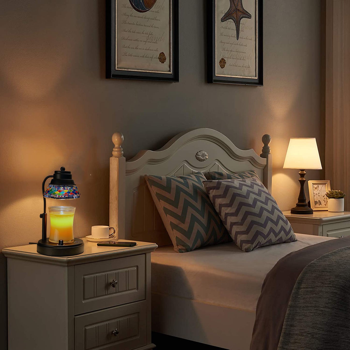Diamond Lampshape Wax Melting Lamp, Colorful Candle Warmer Lamp With Timer and Dimmer, Adjustable Height Lattern
