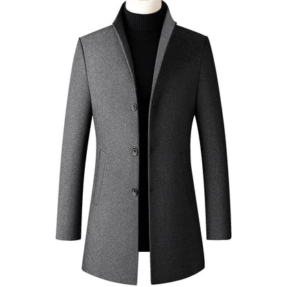 Men's Wool Pea Coat Winter Jacket, Oversized Solid Overcoat, Business Casual Coat, Stylish Woollen Clothing