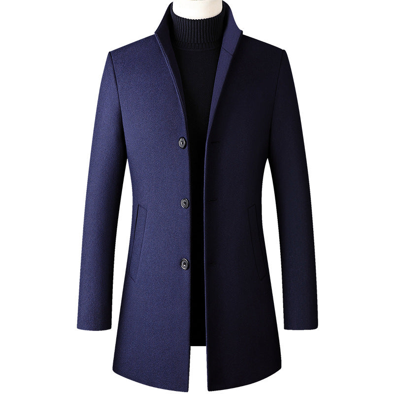 Men's Wool Pea Coat Winter Jacket, Oversized Solid Overcoat, Business Casual Coat, Stylish Woollen Clothing