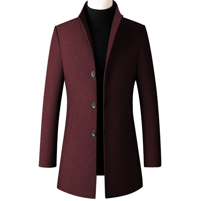 Men's Wool Pea Coat Winter Jacket, Oversized Solid Overcoat, Business Casual Coat, Stylish Woollen Clothing