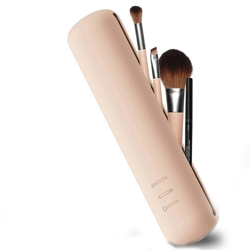 DustProof Silicone Brow Pencil Case Makeup Brush  Eyeshadow Brush Storage Set Portable Cosmetic Tra 6