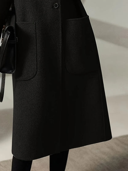 Oversized Plus Size Long Trench Coat Elegant Wool Blend Pea Coat Single Breasted Winter Warm Coat W 1
