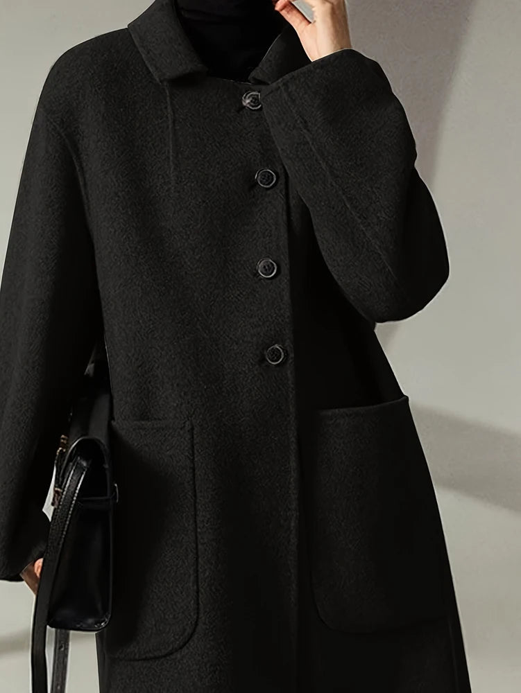 Oversized Plus Size Long Trench Coat Elegant Wool Blend Pea Coat Single Breasted Winter Warm Coat W 3