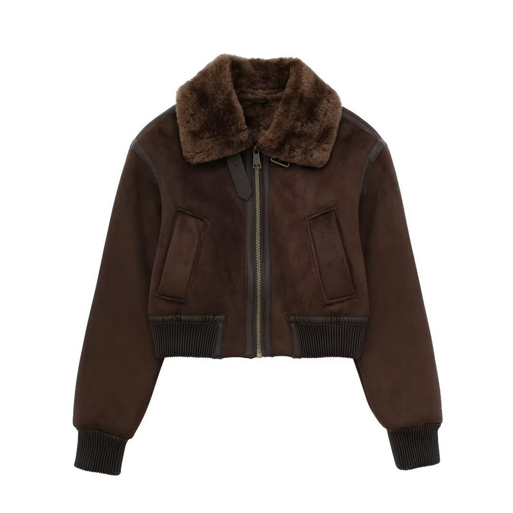 Autumn Winter New Women Casual Standing Neck Contrast Strap Loose Double Sided Jacket Coat with Decorative Straps