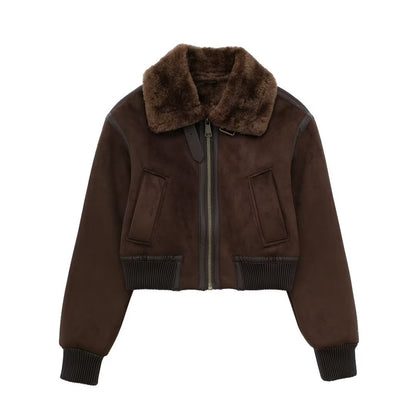 Autumn Winter New Women Casual Standing Neck Contrast Strap Loose Double Sided Jacket Coat with Decorative Straps