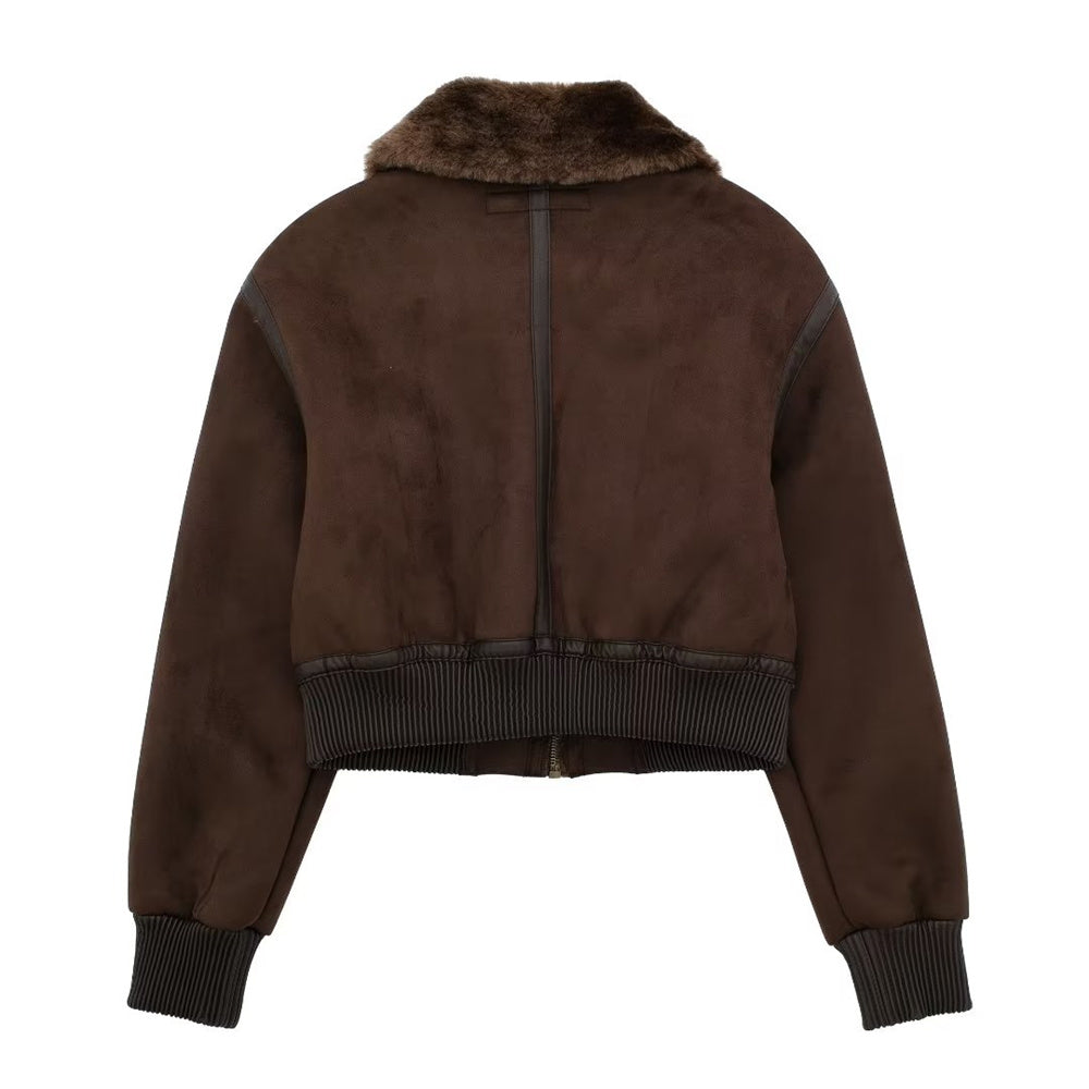 Autumn Winter New Women Casual Standing Neck Contrast Strap Loose Double Sided Jacket Coat with Decorative Straps