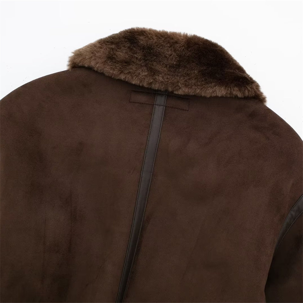Autumn Winter New Women Casual Standing Neck Contrast Strap Loose Double Sided Jacket Coat with Decorative Straps