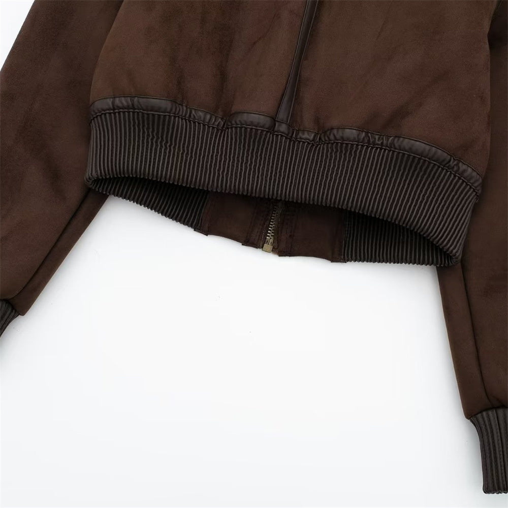 Autumn Winter New Women Casual Standing Neck Contrast Strap Loose Double Sided Jacket Coat with Decorative Straps
