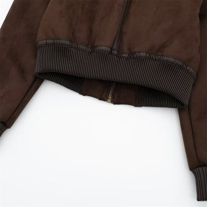 Autumn Winter New Women Casual Standing Neck Contrast Strap Loose Double Sided Jacket Coat with Decorative Straps