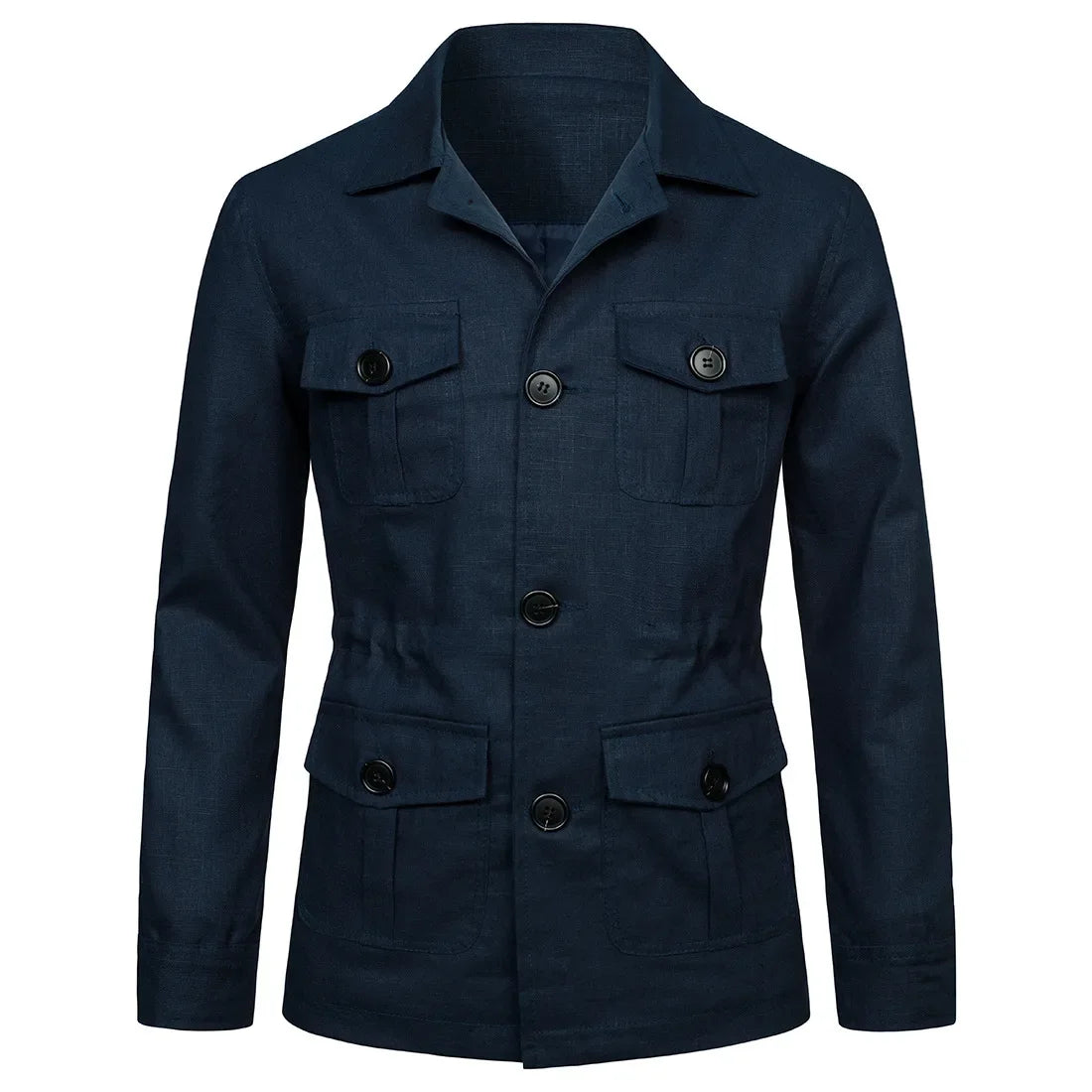 Mens Coats Safari Jacket Linen British Retro Gentry Suit Pockets Outerwear Fashion Solid Color Male Tops Lightweight