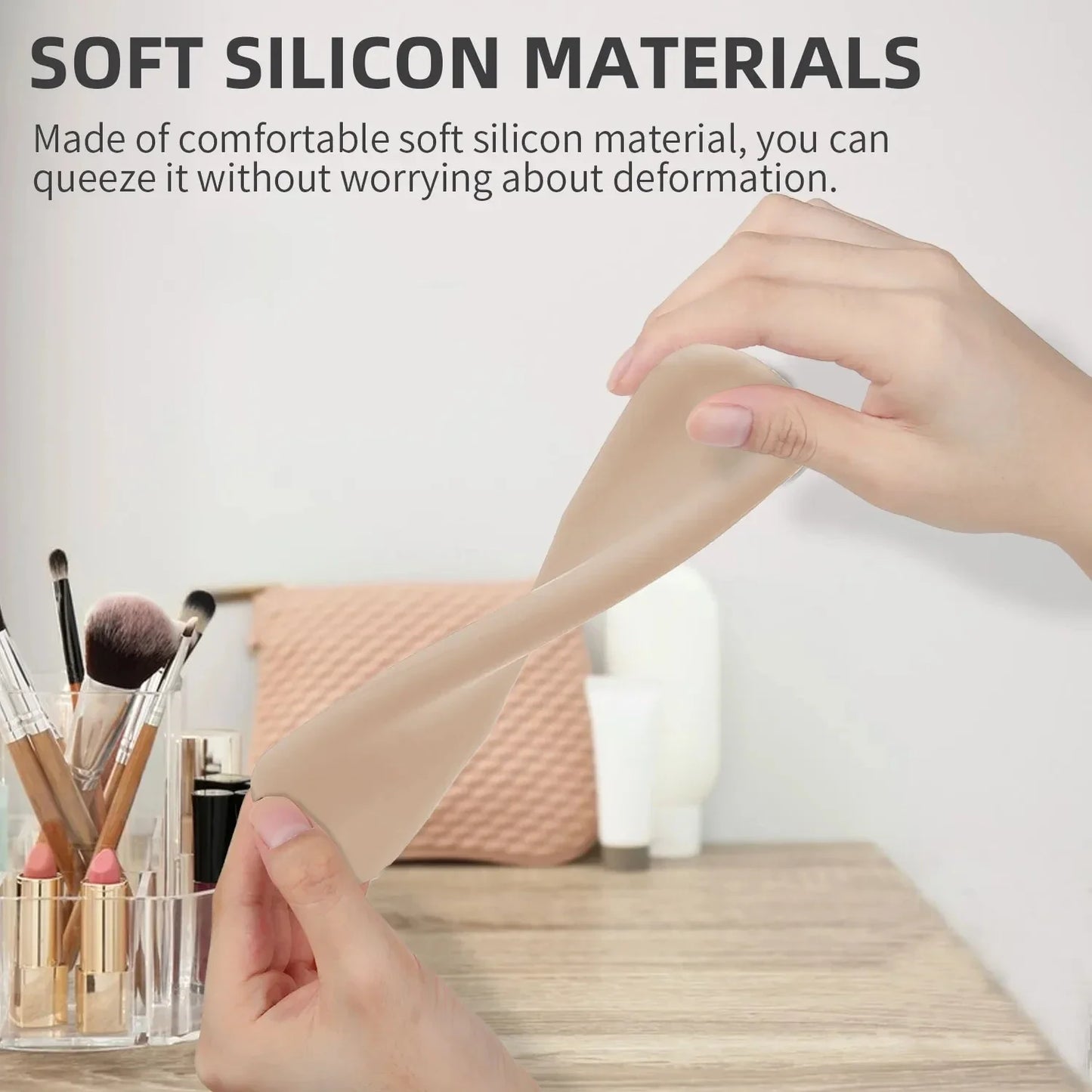 Portable Waterproof Travel Makeup Brush Holder Silicone Cosmetic Brushes Bag & Makeup Sponge Case, Durable Cosmetic Tool