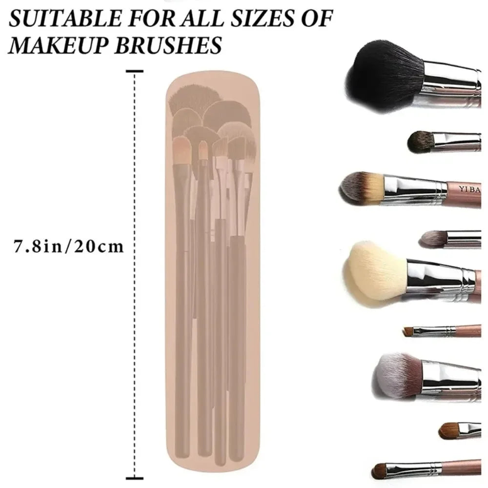 Portable Waterproof Travel Makeup Brush Holder Silicone Cosmetic Brushes Bag & Makeup Sponge Case, Durable Cosmetic Tool