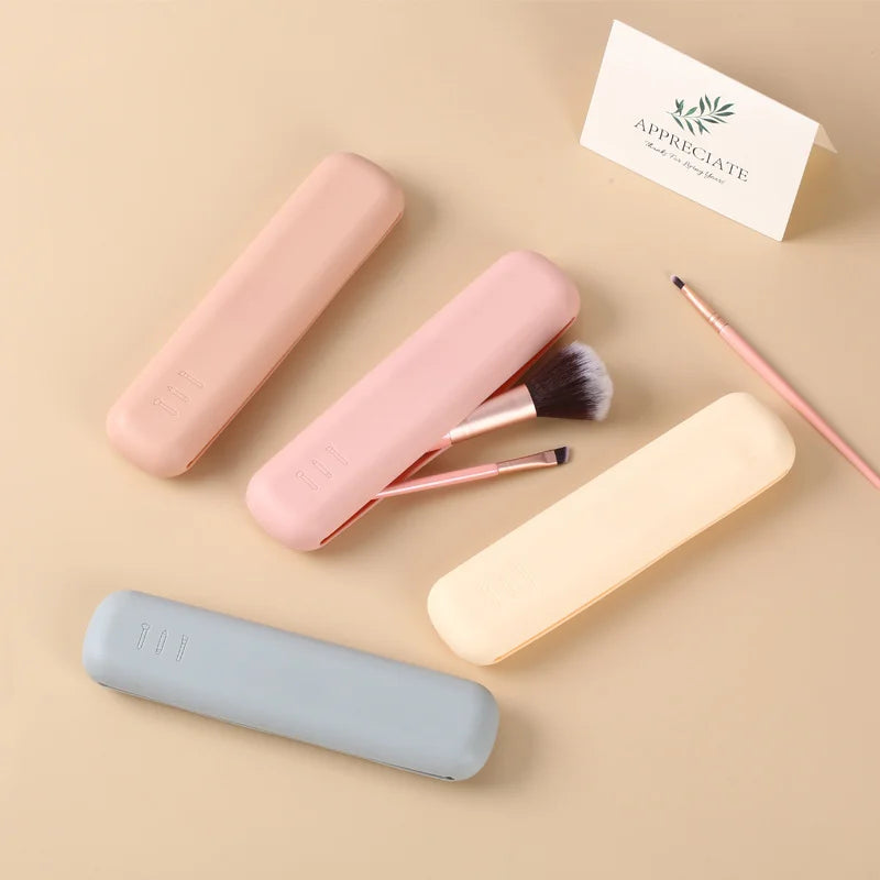 Portable Waterproof Travel Makeup Brush Holder Silicone Cosmetic Brushes Bag & Makeup Sponge Case, Durable Cosmetic Tool