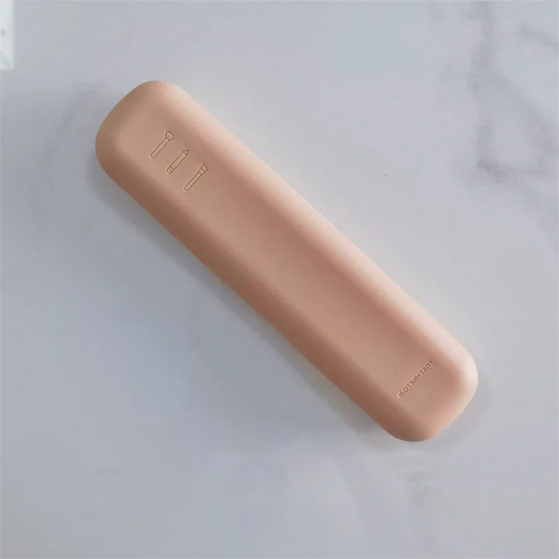 Portable Waterproof Travel Makeup Brush Holder Silicone Cosmetic Brushes Bag & Makeup Sponge Case, Durable Cosmetic Tool