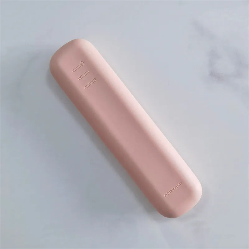 Portable Waterproof Travel Makeup Brush Holder Silicone Cosmetic Brushes Bag & Makeup Sponge Case, Durable Cosmetic Tool