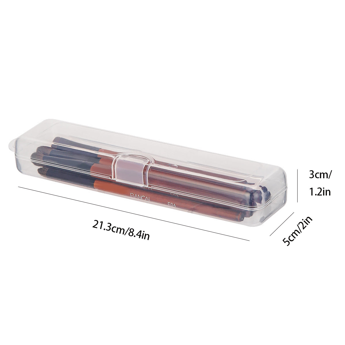 Makeup Brush Box with Transparent Flip-top Portable Storage, Eyebrow Pencil Toothbrush Organizer & Cosmetic Brush