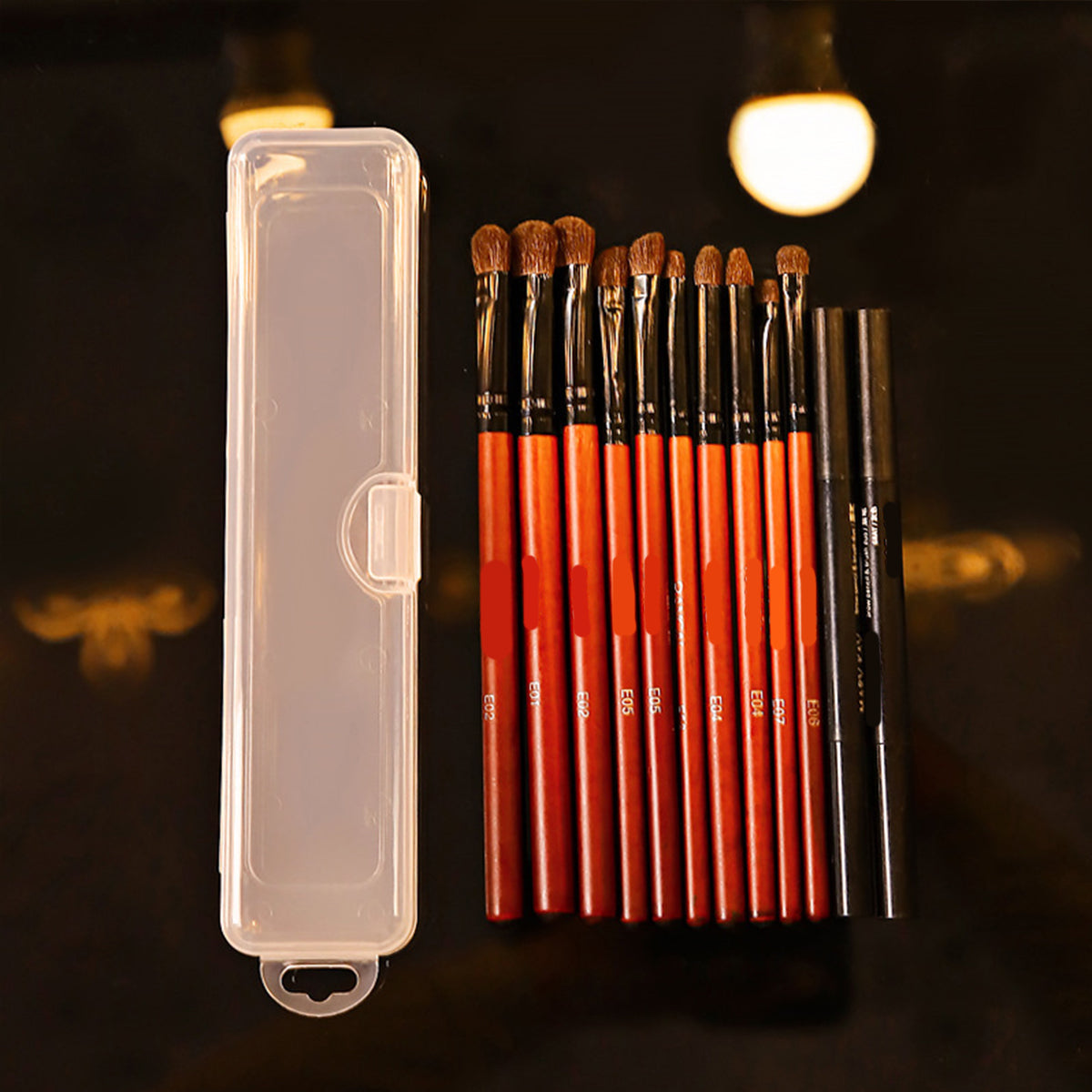 Makeup Brush Box with Transparent Flip-top Portable Storage, Eyebrow Pencil Toothbrush Organizer & Cosmetic Brush