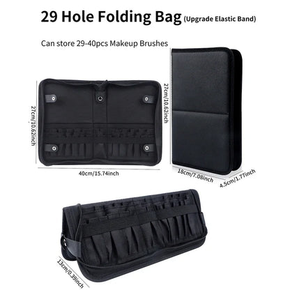 Portable Holes Foldable Makeup Brush Bag Women Makeup Brush Tools Bag Organizer for Travel Powder Cosmetic Sets