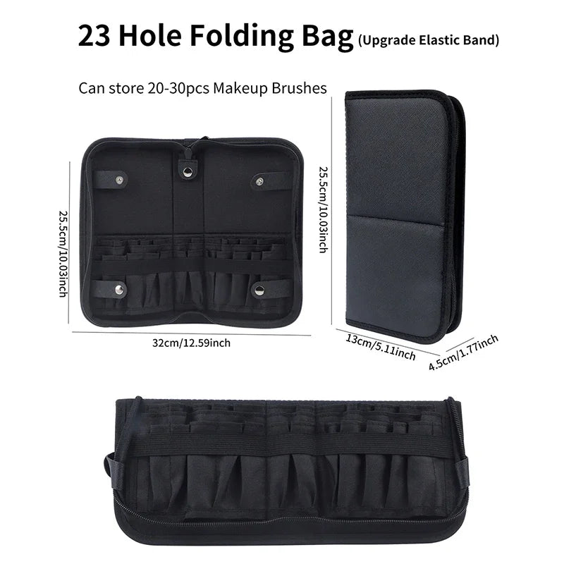 Portable Holes Foldable Makeup Brush Bag Women Makeup Brush Tools Bag Organizer for Travel Powder Cosmetic Sets