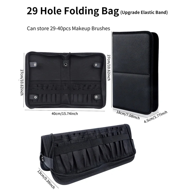 Portable Holes Foldable Makeup Brush Bag Women Makeup Brush Tools Bag Organizer for Travel Powder Cosmetic Sets