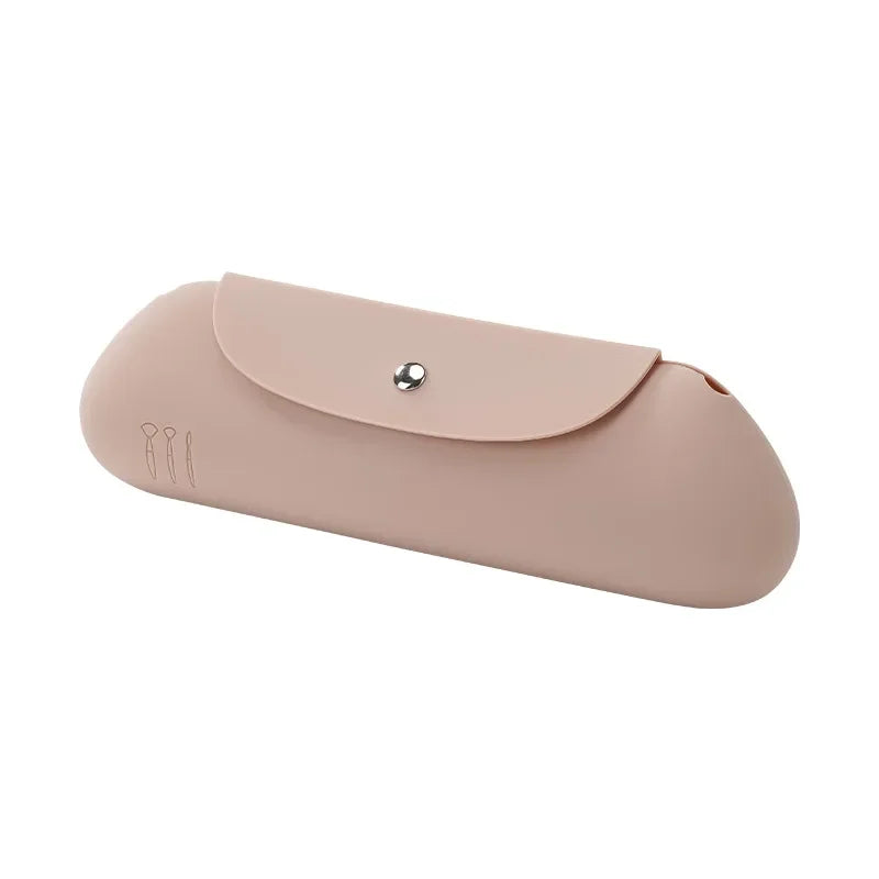 Portable Travel Makeup Brush Holder, Silicon Cosmetic Brushes Bag & Cosmetic Case for Travelling, Getting Ready & Makeup