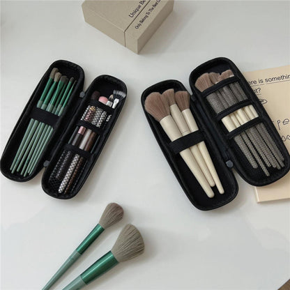 Portable Travel Brush Holder Makeup Case Black Cosmetic Bag Waterproof Double Zipper Women Storage  2