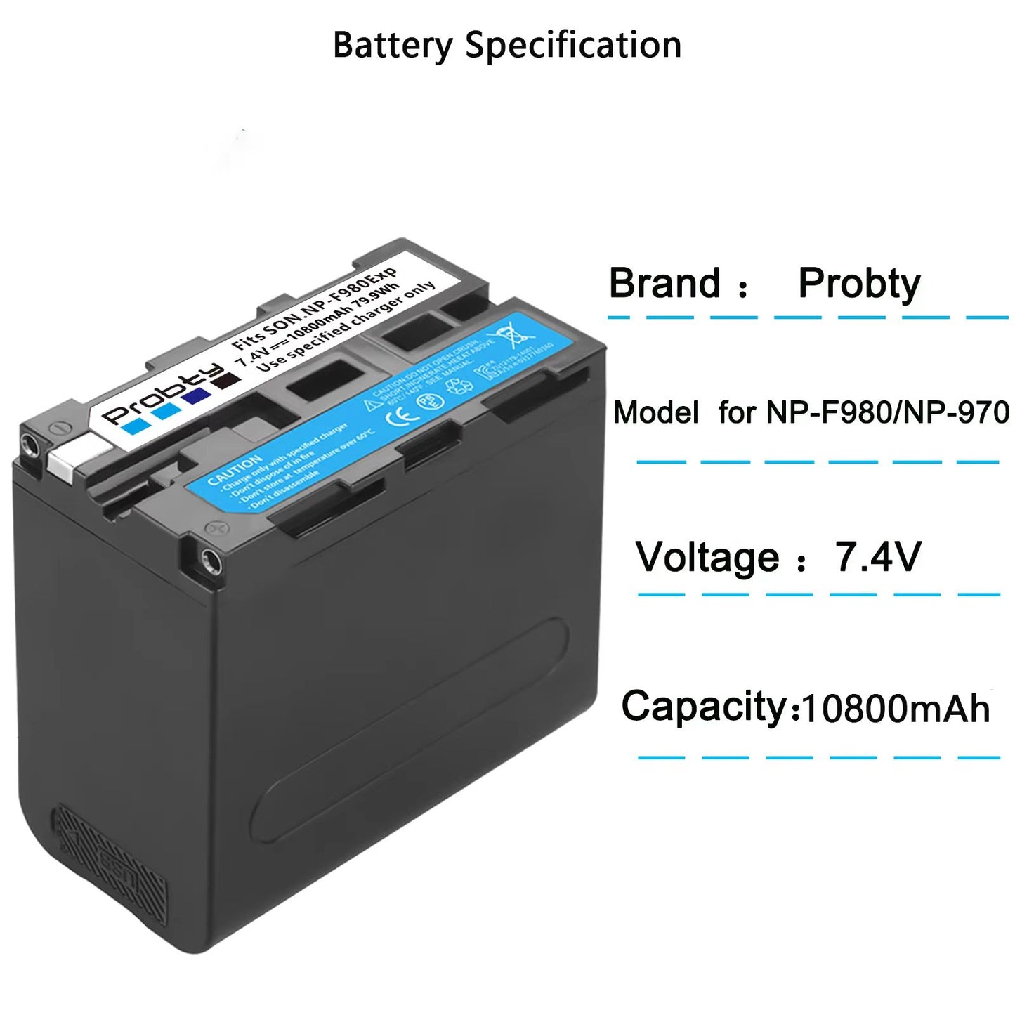 Probty 10800mAh NPF970 Replacement Battery With USB Output For Sony Camcorders  Video Gear 4