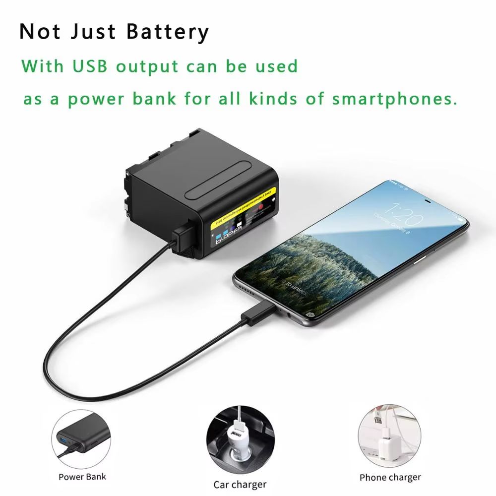 Probty 10800mAh NPF970 Replacement Battery With USB Output For Sony Camcorders  Video Gear 5