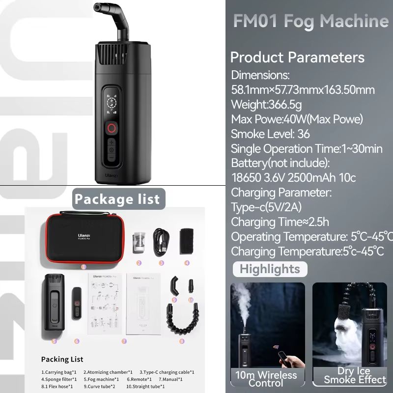 Ulanzi FM01 40W Portable Smoke Machine  Wireless Photography Fog Machine For Film  Creative Shoots 6