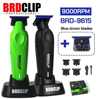 BRDCLIP BRD9615 Professional Mens Hair Trimmer 9000RPM High Speed Electric Clipper with DLC Blue Blade
