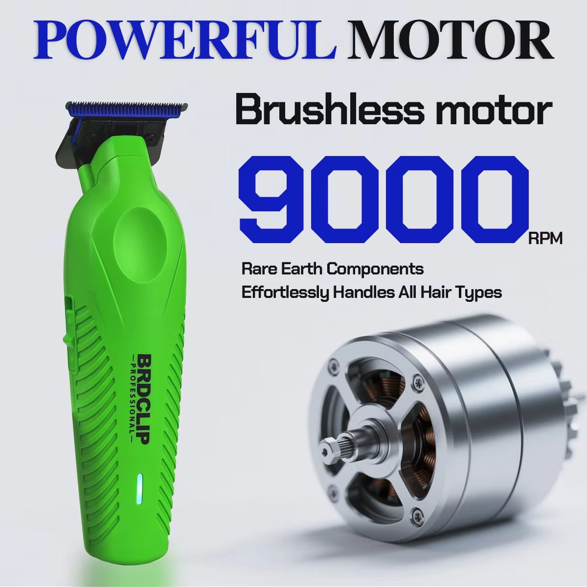 BRDCLIP BRD9615 Professional Mens Hair Trimmer 9000RPM High Speed Electric Clipper With DLC Blue Bl 1