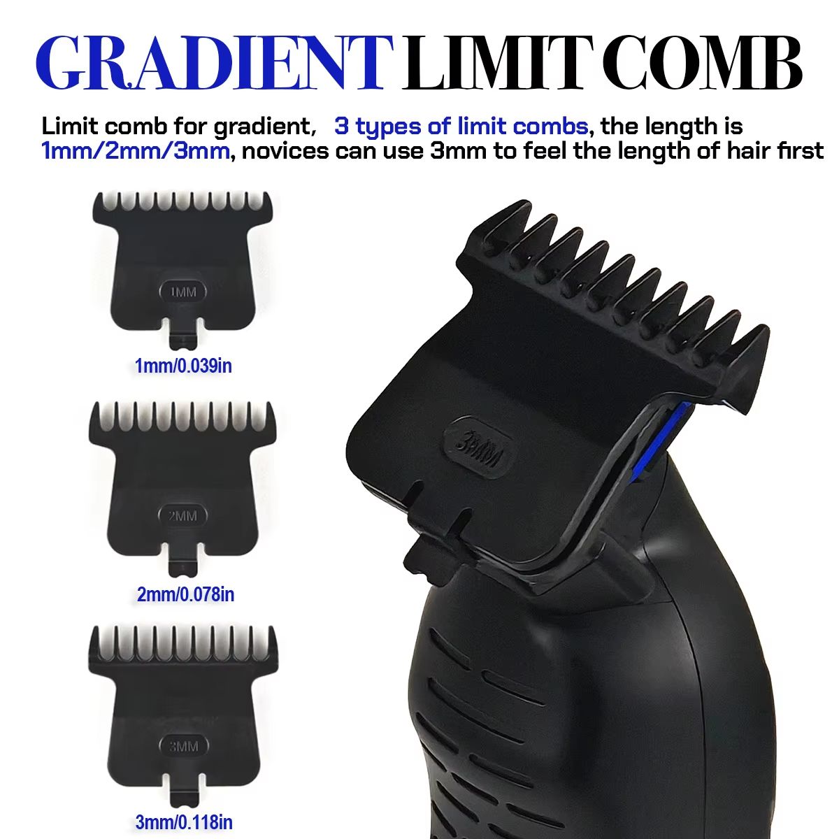 BRDCLIP BRD9615 Professional Mens Hair Trimmer 9000RPM High Speed Electric Clipper With DLC Blue Bl 4