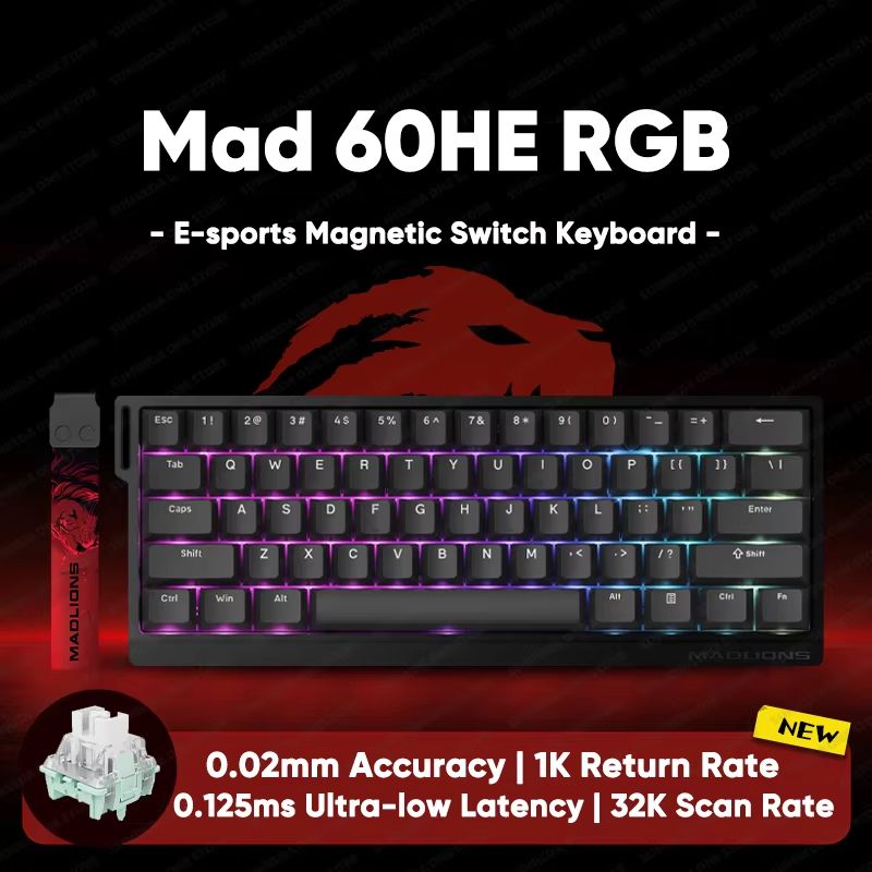 MADLIONS MAD60HE Mechanical Gaming Keyboard Magnetic Switch Wired Hot Swap 8K Polling Rate 20