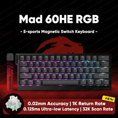 MADLIONS MAD60HE Mechanical Gaming Keyboard Magnetic Switch Wired Hot Swap 8K Polling Rate 20