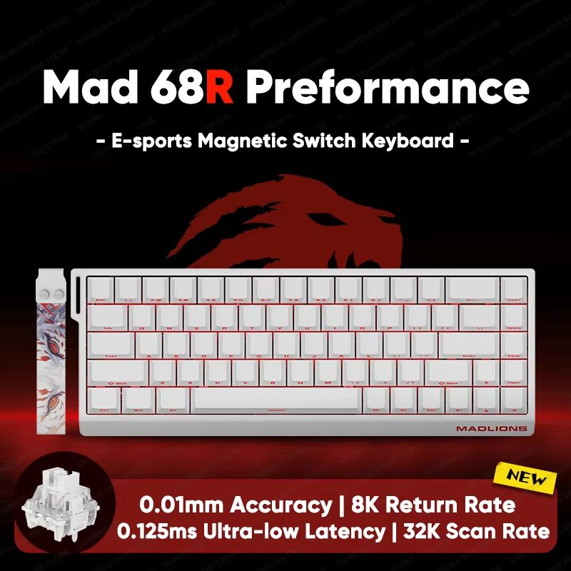 MADLIONS MAD60HE Mechanical Gaming Keyboard Magnetic Switch Wired Hot Swap 8K Polling Rate 28