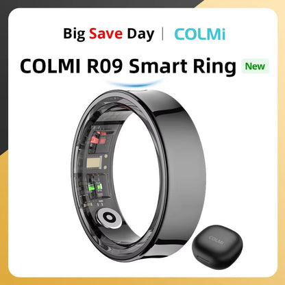 COLMI R09 Smart Ring with Charging Case Body Temperature Heart Rate and Sleep Monitor Compatible with Android and iOS