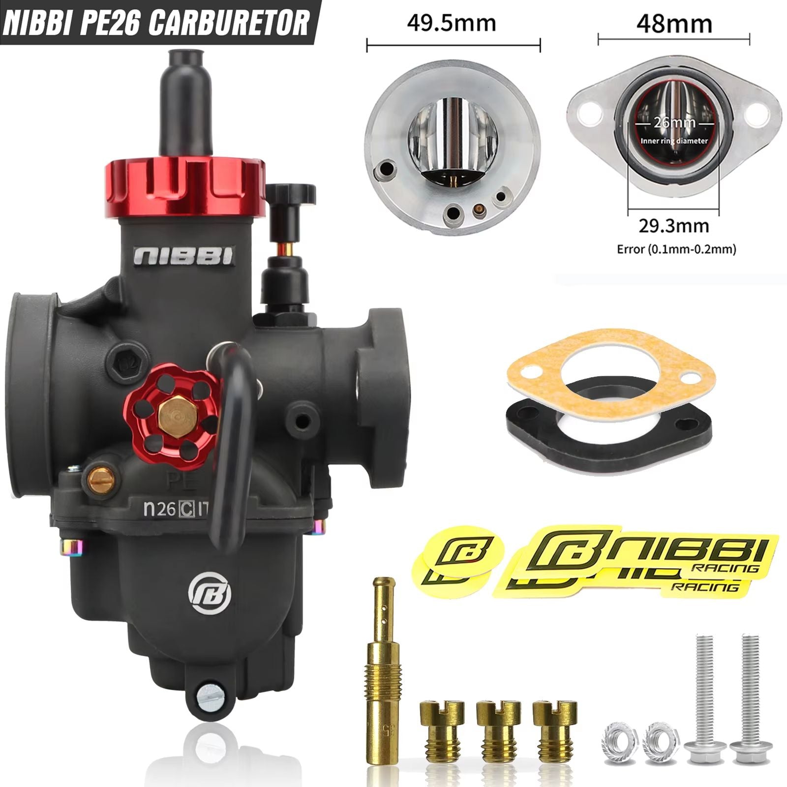 NIBBI PE Series Carburetor  HighPerformance Motorcycle Carburetor For 2T4T Engines 100cc250cc GY6 A 10