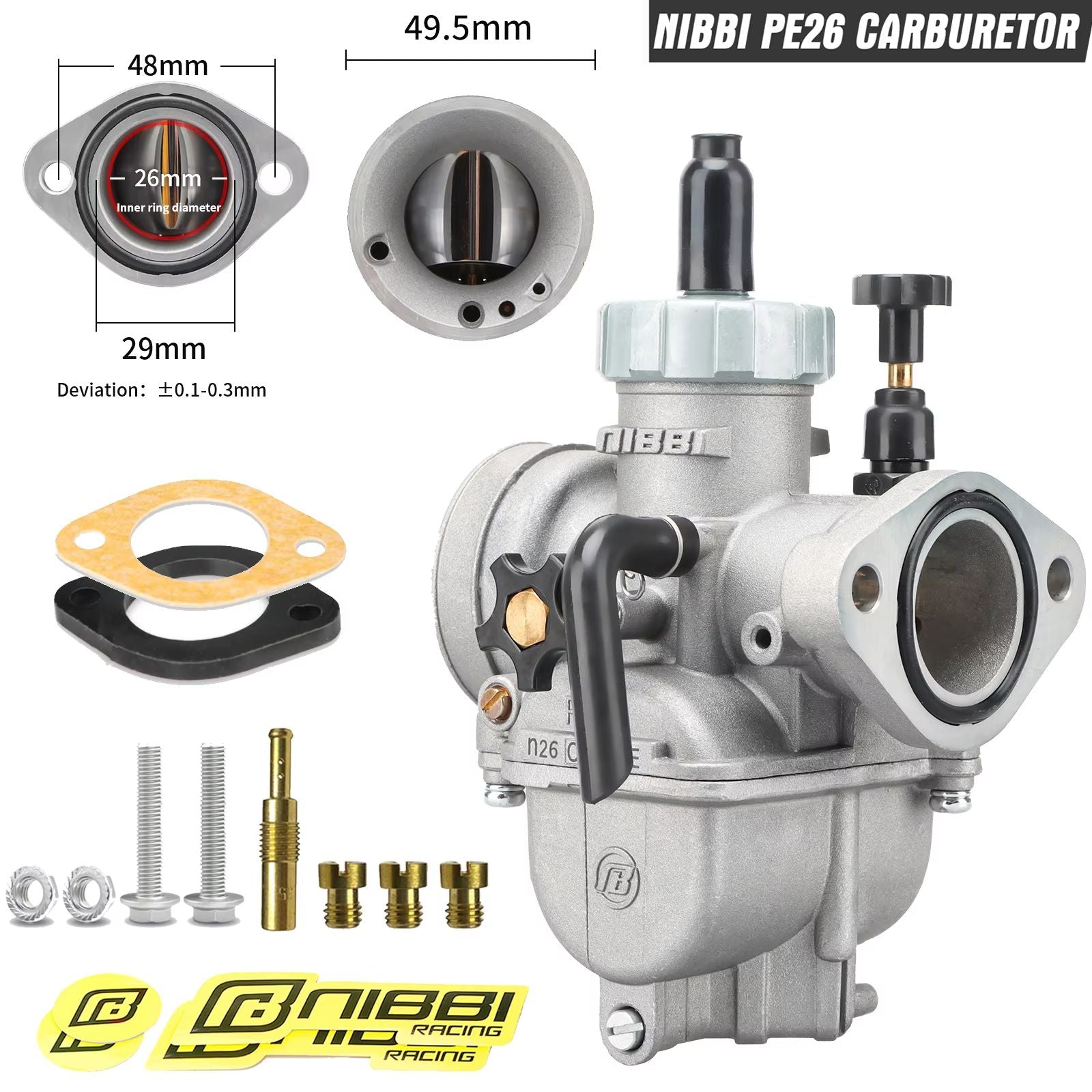 NIBBI PE Series Carburetor  HighPerformance Motorcycle Carburetor For 2T4T Engines 100cc250cc GY6 A 16