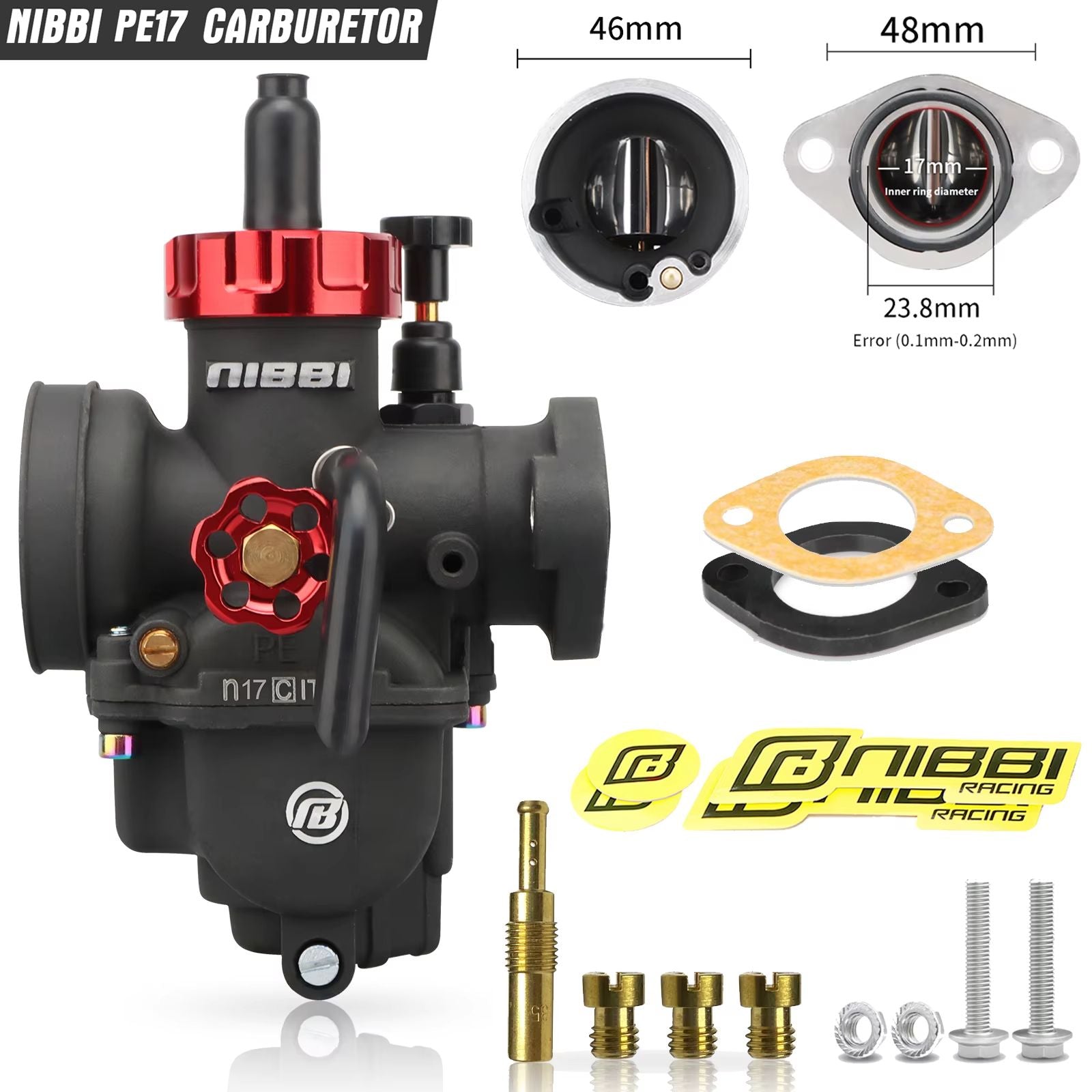 NIBBI PE Series Carburetor  HighPerformance Motorcycle Carburetor For 2T4T Engines 100cc250cc GY6 A 7