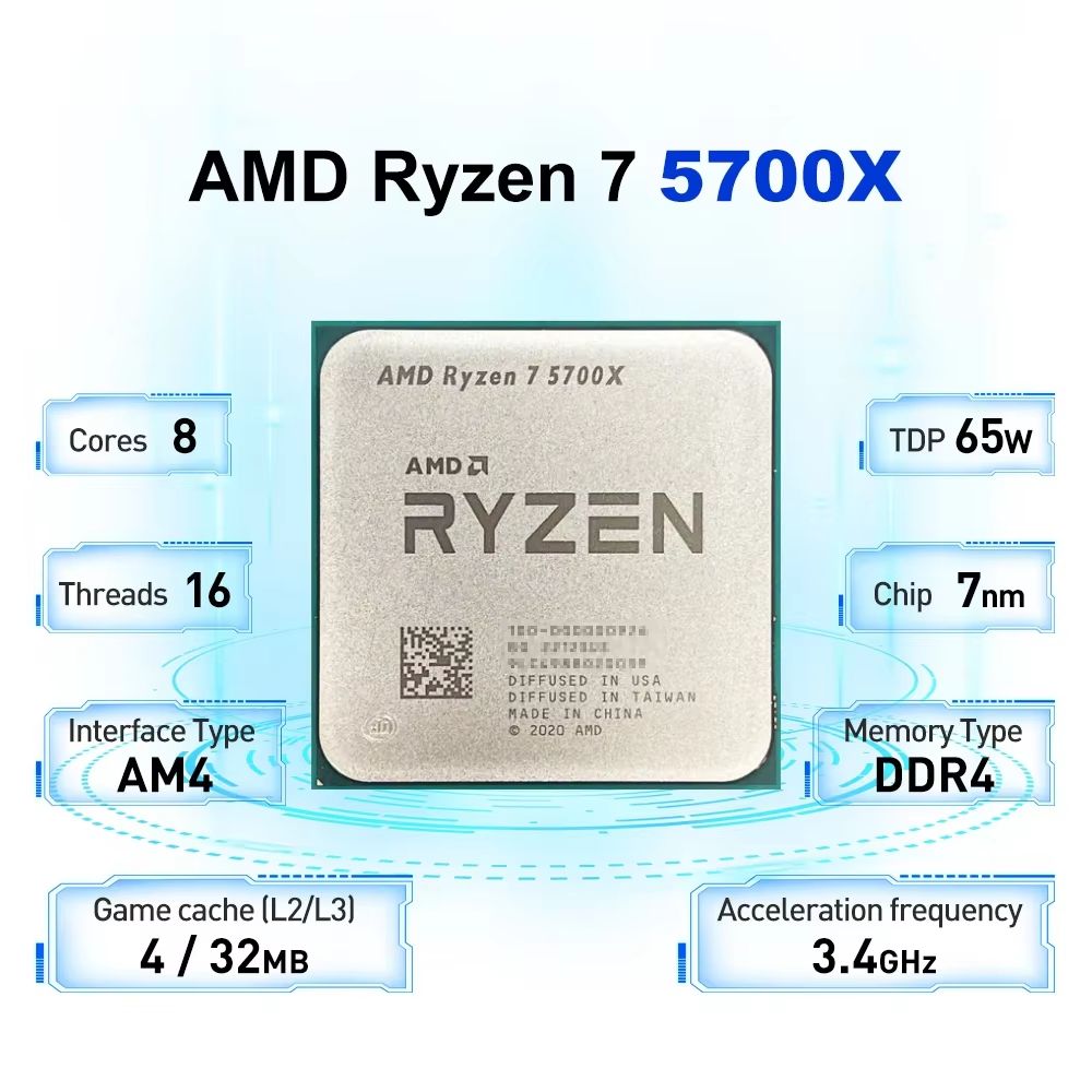 AMD Ryzen 7 5700X 8Core 16Thread Processor 65W AM4 Socket  HighPerformance CPU For Gaming  Producti 1