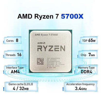 AMD Ryzen 7 5700X 8Core 16Thread Processor 65W AM4 Socket  HighPerformance CPU For Gaming  Producti 1