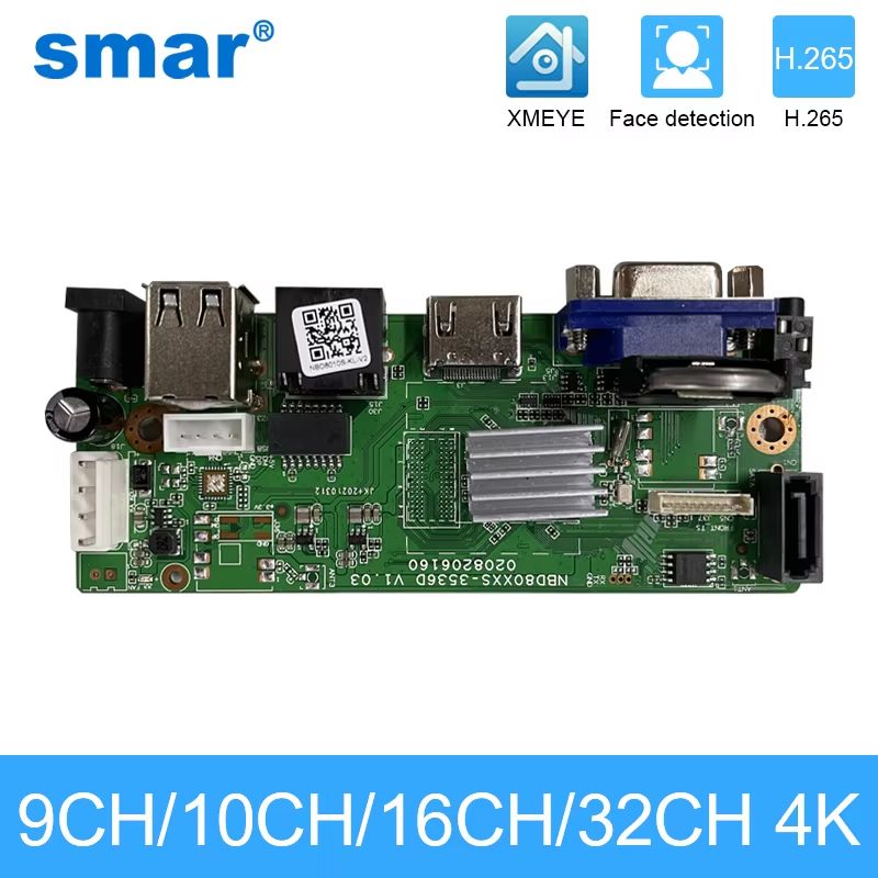 Smart CCTV NVR Motherboard 9CH 10CH 16CH 32CH  4K H265 Network Video Recorder With Face Detection   5