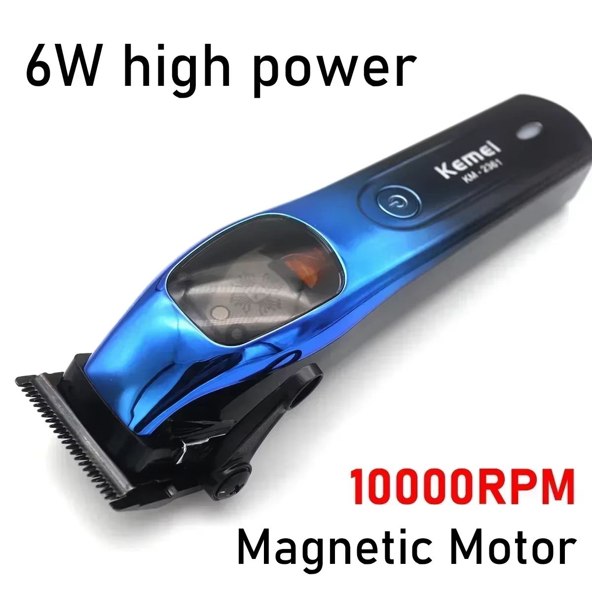 Kemei 2361 Professional Hair Clipper  10000RPM Magnetic Motor DLC Blade Cordless Trimmer With Charg 2