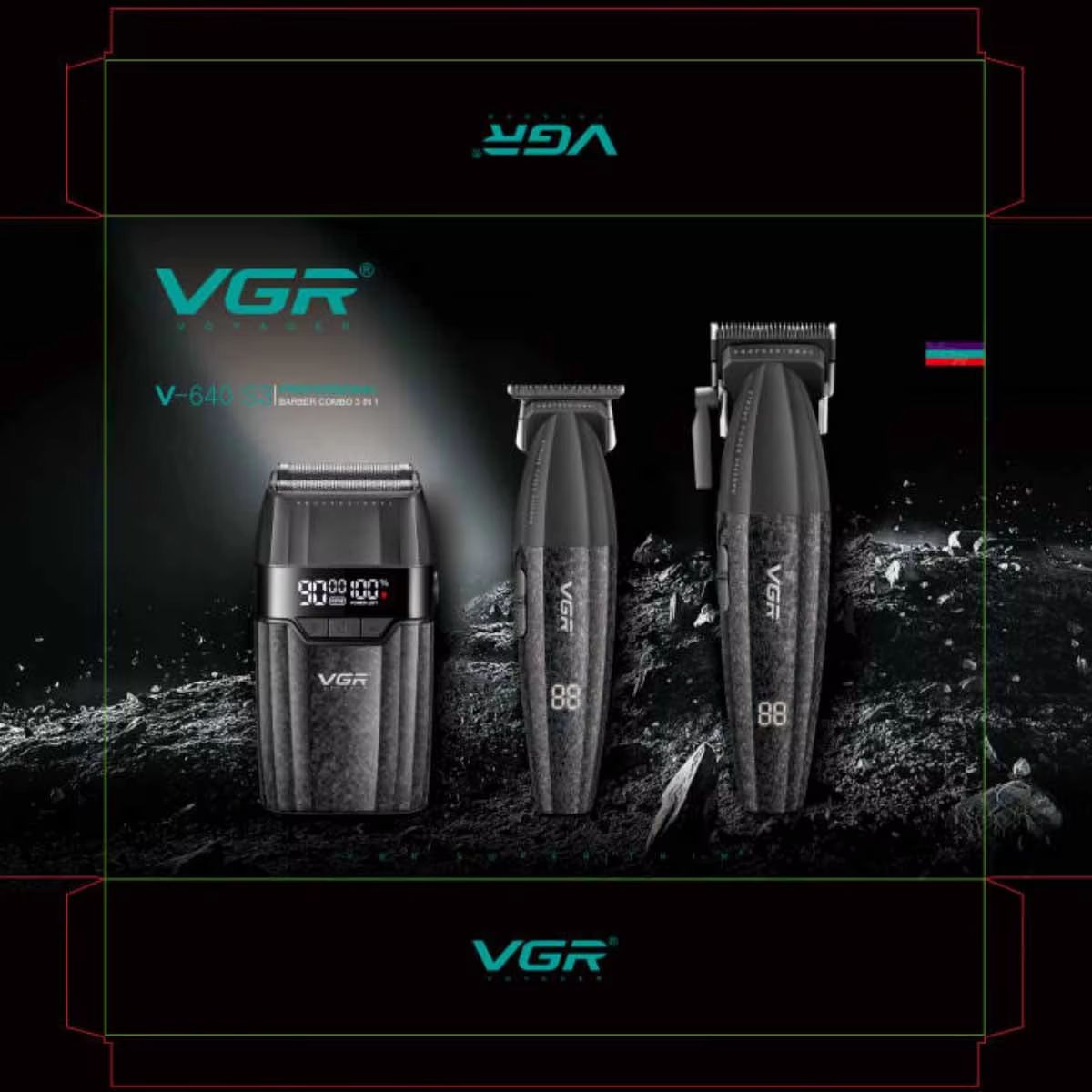 VGR V-640 Professional Hair Trimmer – 9000RPM Cordless Clipper with Adjustable Blade for Men's Grooming