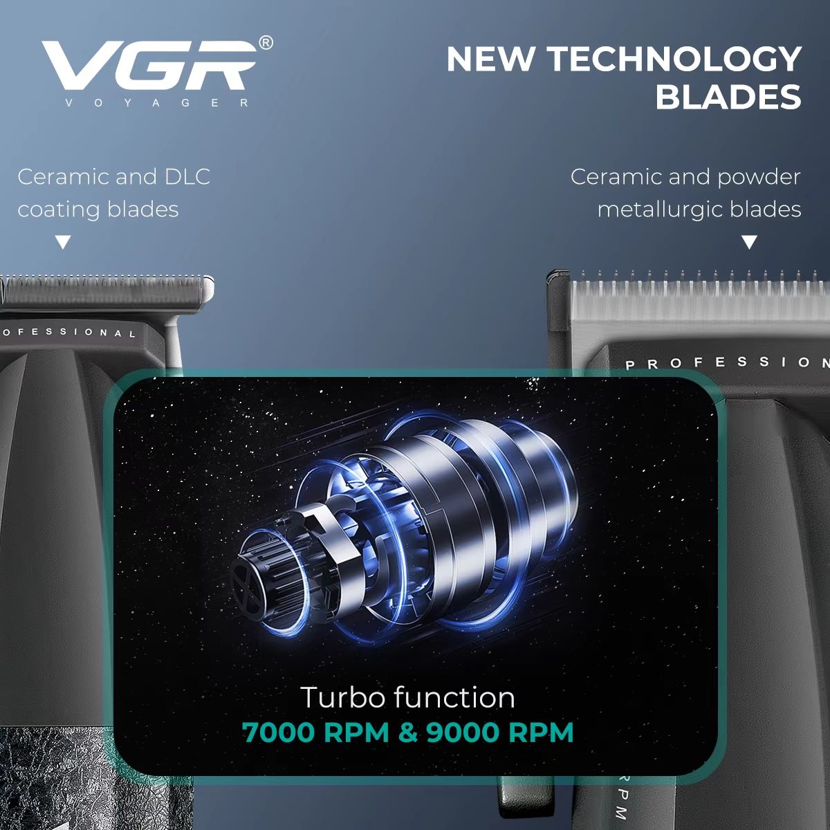 VGR V640 Professional Hair Trimmer  9000RPM Cordless Clipper With Adjustable Blade For Mens Groomin 2
