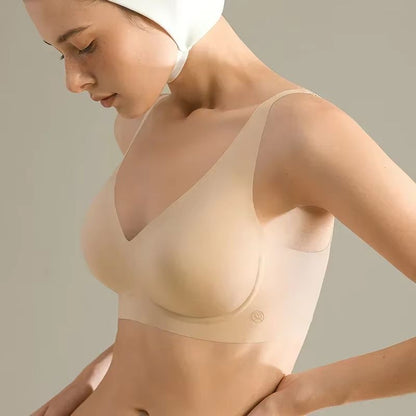 SUJIIN Seamless Wireless Bra For Women Push Up Padded V Neck Bralette Invisible Lift MX208 10